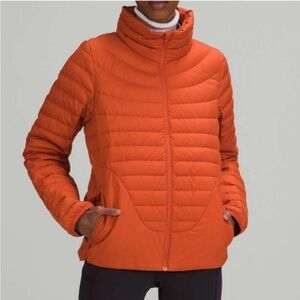 Lululemon orange puffer down zip up jacket